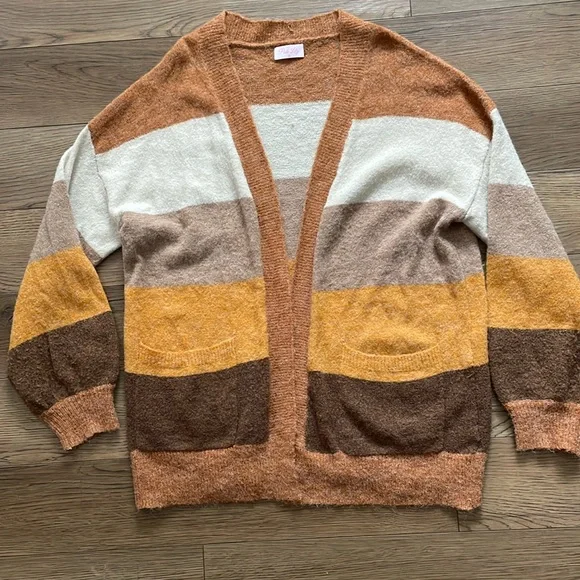 Pink Lily Sweaters Pink Lily Color Block Cardigan Poshmark